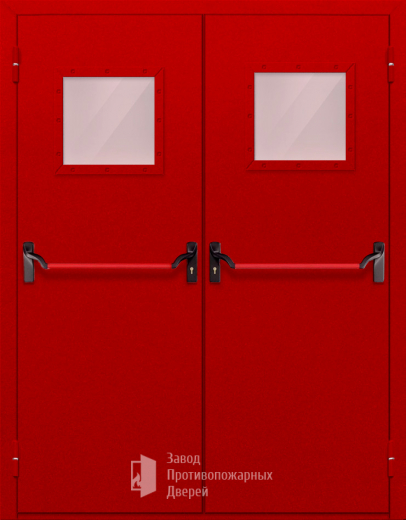 Фото двери «Двупольная со стеклопакетом и антипаникой (красная)» в Краснозаводску