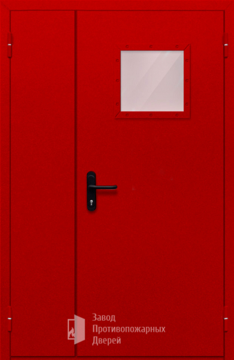 Фото двери «Полуторная со стеклопакетом (красная)» в Краснозаводску