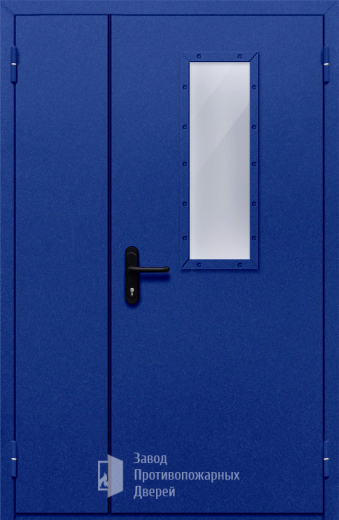 Фото двери «Полуторная со стеклом (синяя)» в Краснозаводску