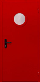 Фото двери «Однопольная с круглым стеклом (красная)» в Краснозаводску