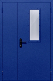 Фото двери «Полуторная со стеклом (синяя)» в Краснозаводску