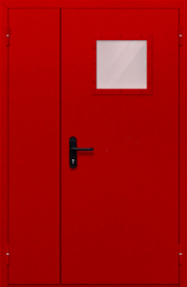 Фото двери «Полуторная со стеклопакетом (красная)» в Краснозаводску