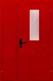 Фото двери «Полуторная со стеклом (красная)» в Краснозаводску