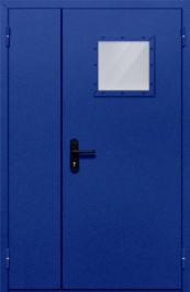 Фото двери «Полуторная со стеклопакетом (синяя)» в Краснозаводску